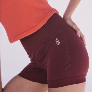 Free People Good Karma Running shorts on Oxblood $48
